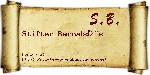 Stifter Barnabás névjegykártya